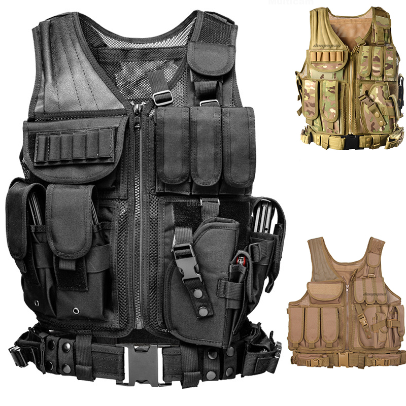 

Molle Vest Tactical Plate Carrier Swat Fishing Shooting Hunting Vest Army Protection Body Armo Cs Wargame Vests, Black