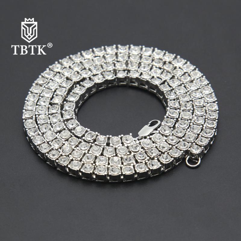 

TBTK Wholesale Hip Hop One Row Iced Out Tennis Chain Gold Necklaces Women Charms Jewelry Punk Men Trendy