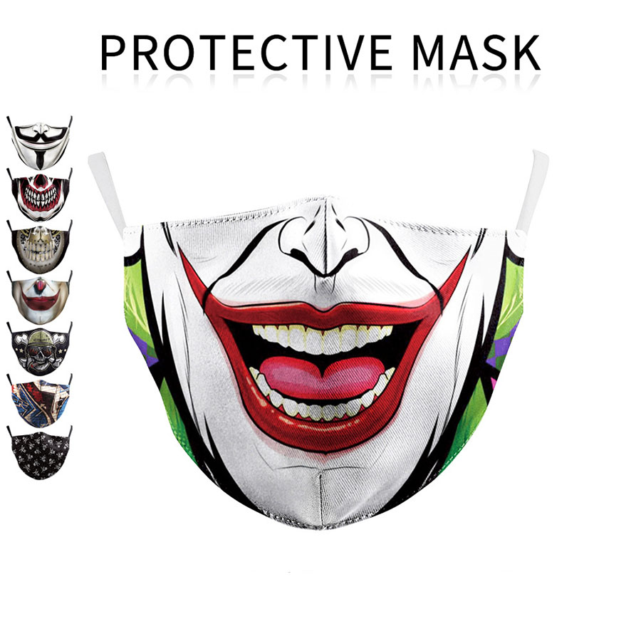

fashion designer face mask funny printing reusable smile mouth mask facemask mascarilla face shields with 2-filters washable Adult mask dhl