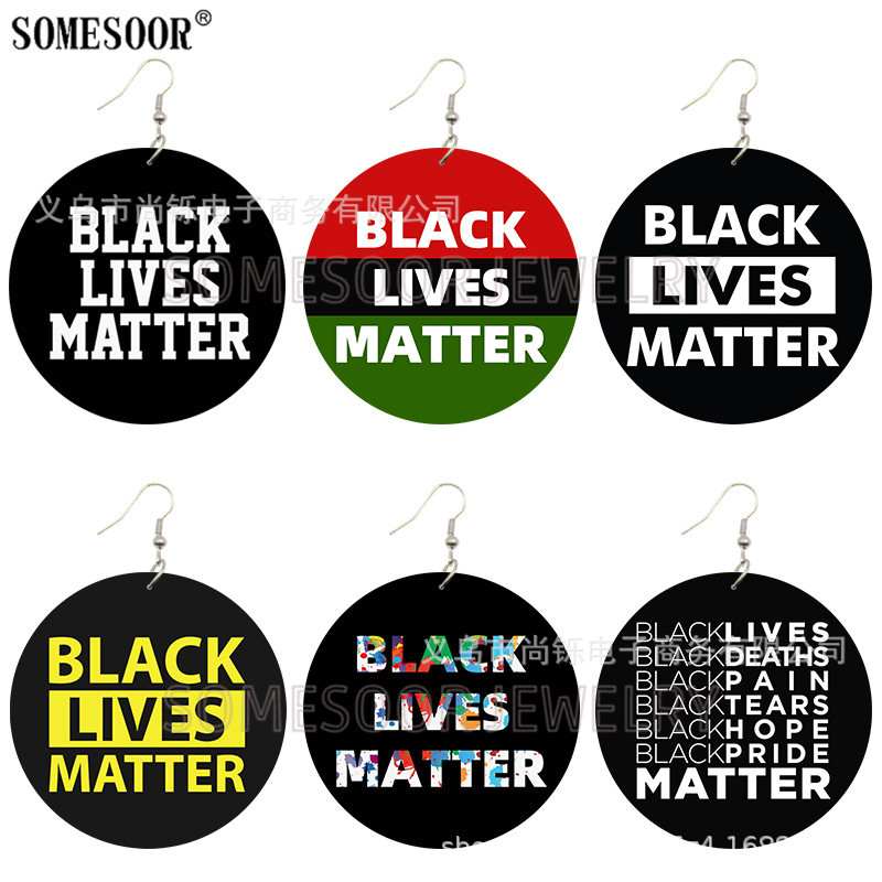 

[Double-sided printing]Exaggerated African Fashion Wooden Earring MYA Earrings, Silver