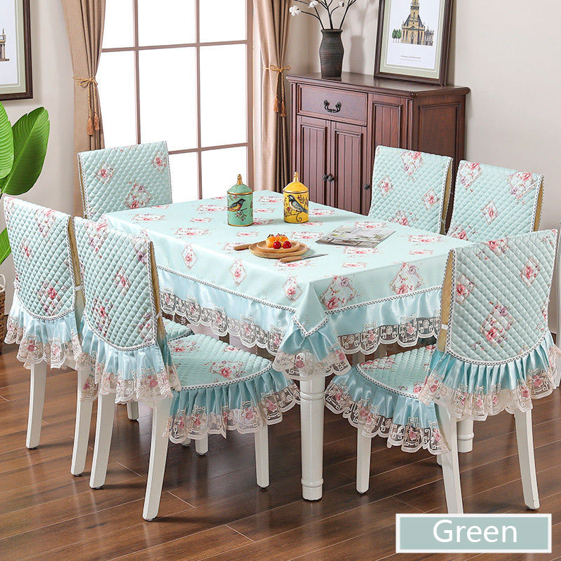 

Pastoral Fresh Style Rectangle Tablecloth Quality Cotton Lace Chair Cushion Jacquard Table Cloth for Home Decor Dinning Table W, Green1pcs-150x200cm
