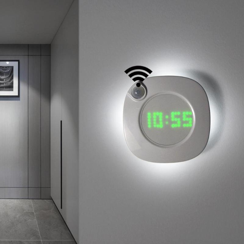 

Body Movement Auto ON OFF Desk Clock With PIR Motion Sensor LED Night Lamp Backlight Digital Table Clock electronic Wall