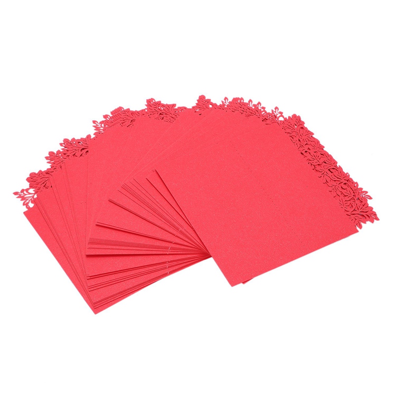 

50 Leaf Shape Laser-Cut Table Name Place Card Setting Wedding Party Supplies Red
