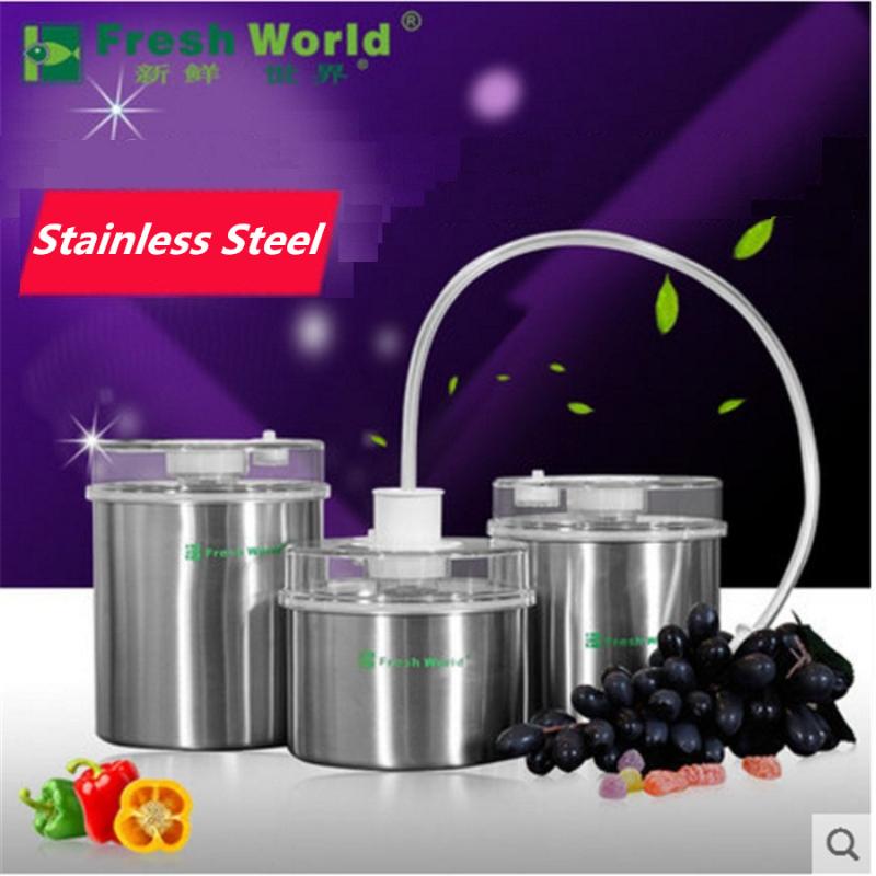 

Stainless Steel Storage Container Fresh Keeping Canister ( 1300ML+1000ML+700ML ) Vacuum Container Sealer Pump Onsale