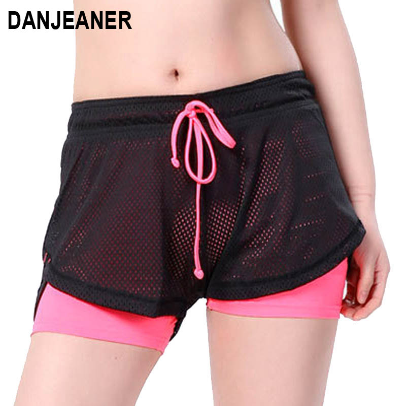 

Danjeaner 2020 Summer Double Layer Skinny Fitness Shorts Women Elastic Solid Casual Shorts Female Joggings Yuga Sports, Orange