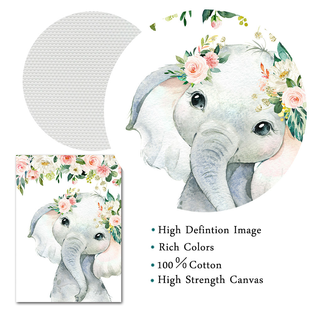 Wholesale Stylish And Cheap Brand Baby Animal Flower Print Paintings Elephant Lion Giraffe Canvas Poster Nursery Wall Art Nordic Kids Baby Room Picture Wall Decor Dhgate Com