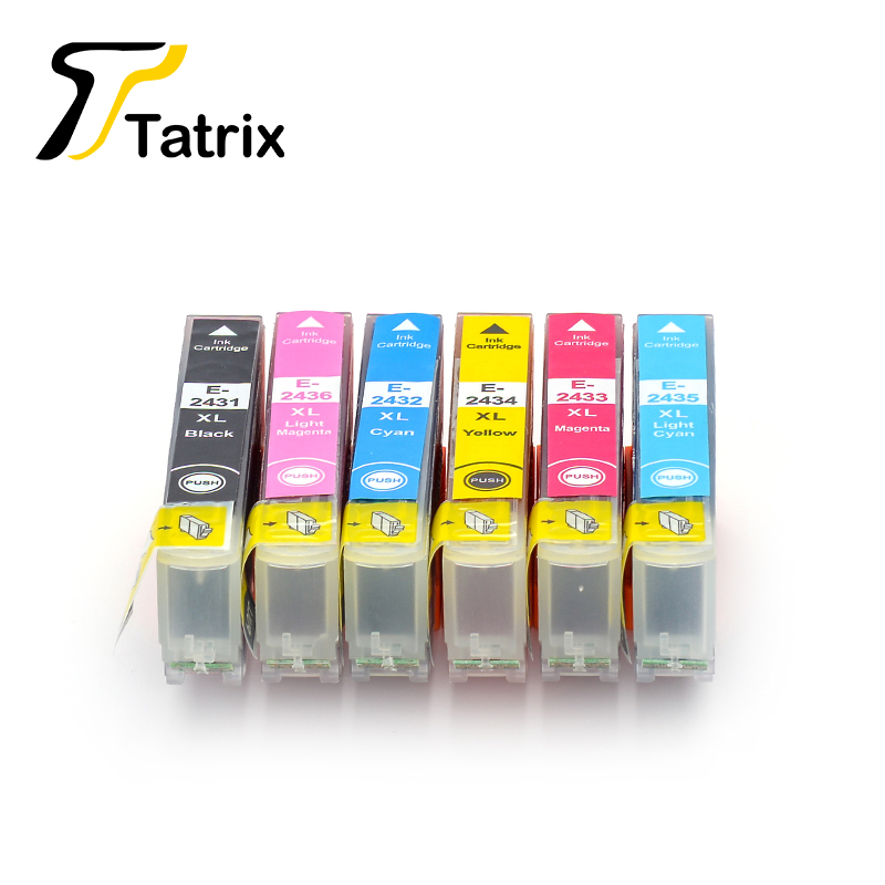 

6PCS For 24XL T2431 T2432 T2433 T2434 T2435 T2436 Compatible Ink Catridge For EXPRESSION PHOTO XP-55/750/760/850/860/950