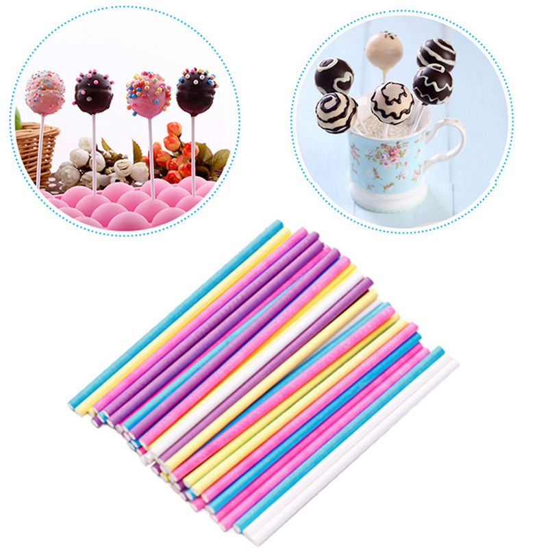 

50/100pcs Color Cotton Candy Lollipop Paper Stick Fondant Chocolate Sticks DIY Lollipop Handmade Solid Paper Sticks