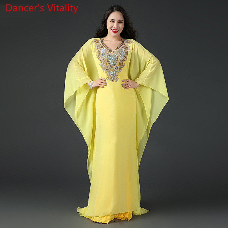 

Winter Lady Women Belly Oriental Dance Dress Diamond Robe 2pcs Set Suit Competition Costume Rumba Dancewear Outfits, Dress robe