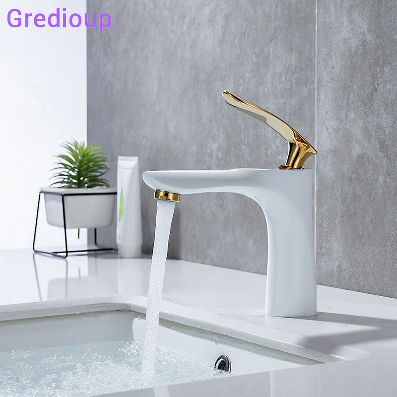 

Torneira Pia Do Banheiro Modern Bathroom Faucets White Gold Basin Tap Black Faucet Sink Stream Deck Hot Cold Bathroom Mixer Taps