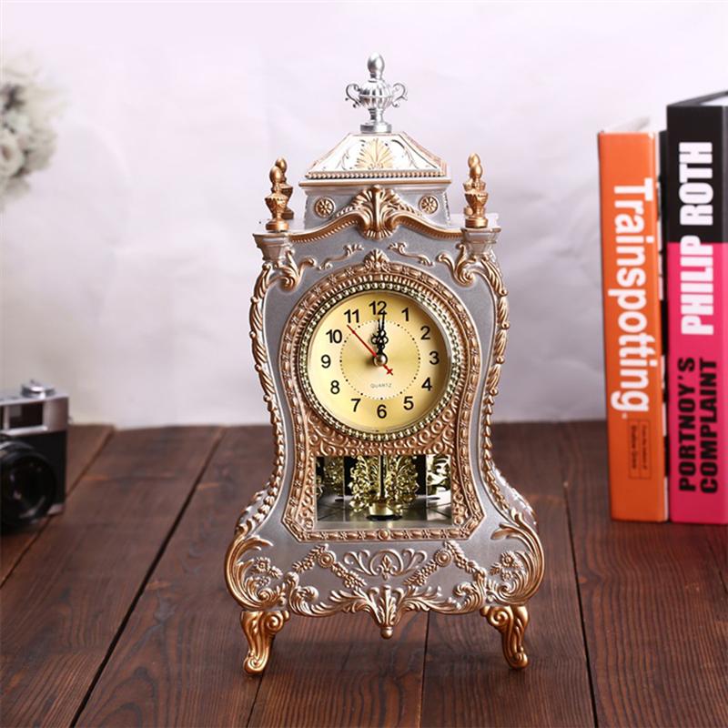 

1Pc Creative European Style Desk Clock Fashionable Decorative Table Clock Archaistic Decor Musical Time Bell Home Decor