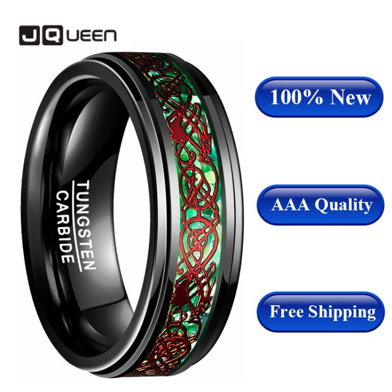 

Quality Trendy 8mm Tungsten Ring Men Bague Inlay Polished Finish Engagement Wedding Band Fashion Jewelry Rings