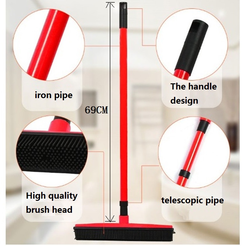 

rubber besom Multifunctional broom cleaner pet hair removal brush home floor dust mop & carpet sweeper