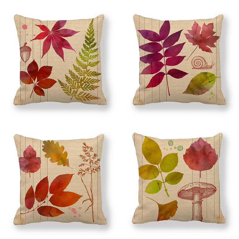 

Autumn leaf linen cotton encryption fine linen pillowcase cushion cover modern minimalist style 45x45cm Pillow Case
