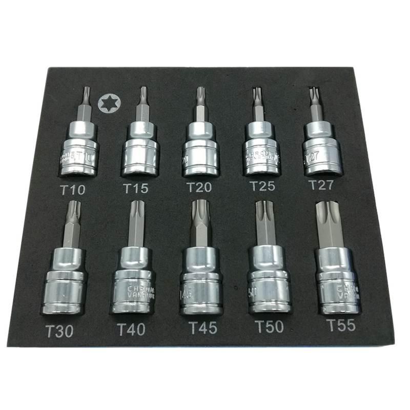 

3/8 Inch Drive Sleeve Star Key Drill Set Chrome Vanadium Steel Pressure Batch Sleeve Tool Set T10-T55 Drill Socket Wrench