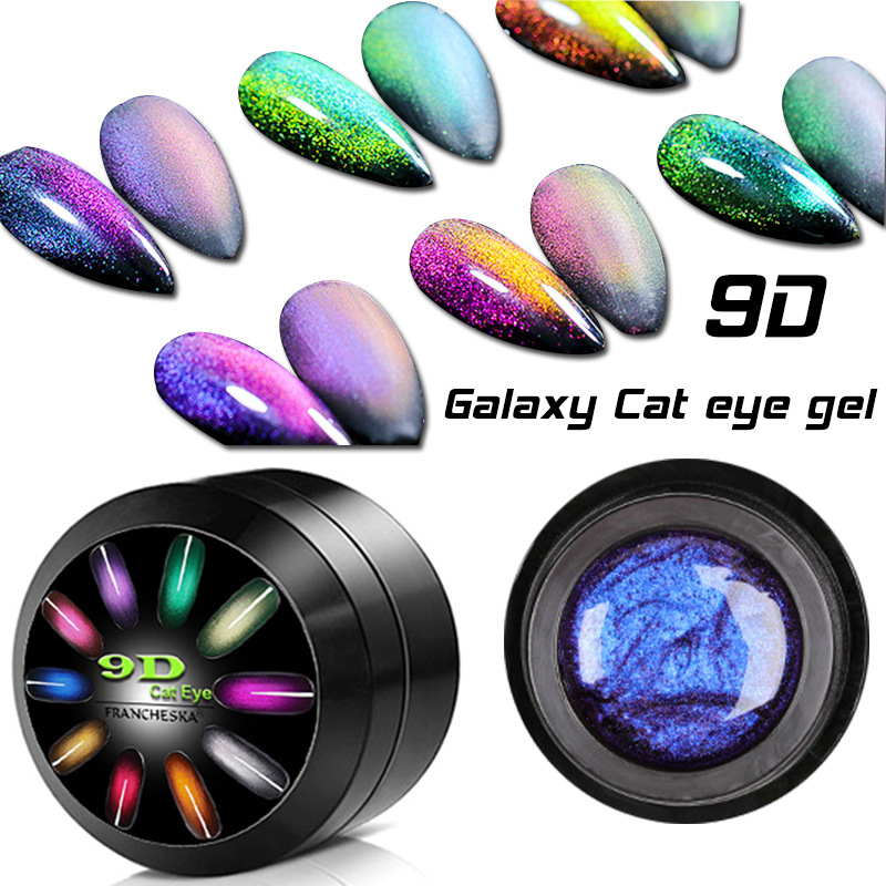 

9D Magnetic Galaxy Cat Eye Gel Nail Polish 8ml Long Lasting Shining Chameleon Cat Eye Nail Art Gel Soak Off UV LED Varnish