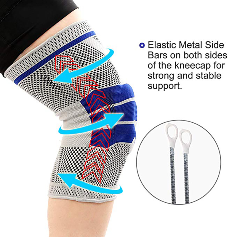 

Silicone Spring Knee Brace Strap Patella Medial Support Strong Meniscus Compression Protection Sport Pads Running Basket, Black