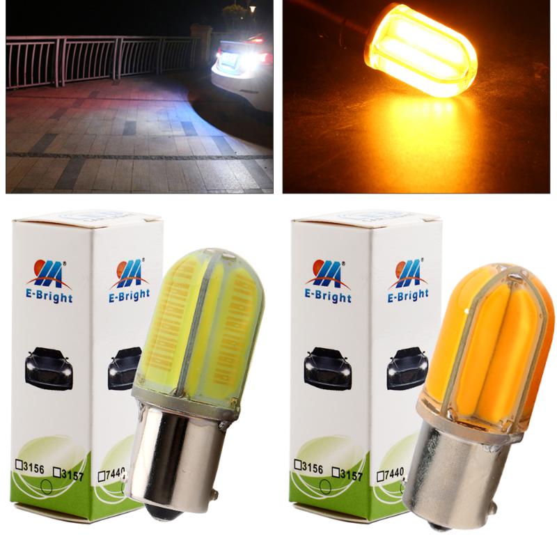 

YM E-Bright 2PCS 1156 BA15S P21W 1157 BAY15D P21/5W LED Car Turn Signal Light Brake Lamp COB 48 SMD Silica Yellow White 12V Auto, As pic