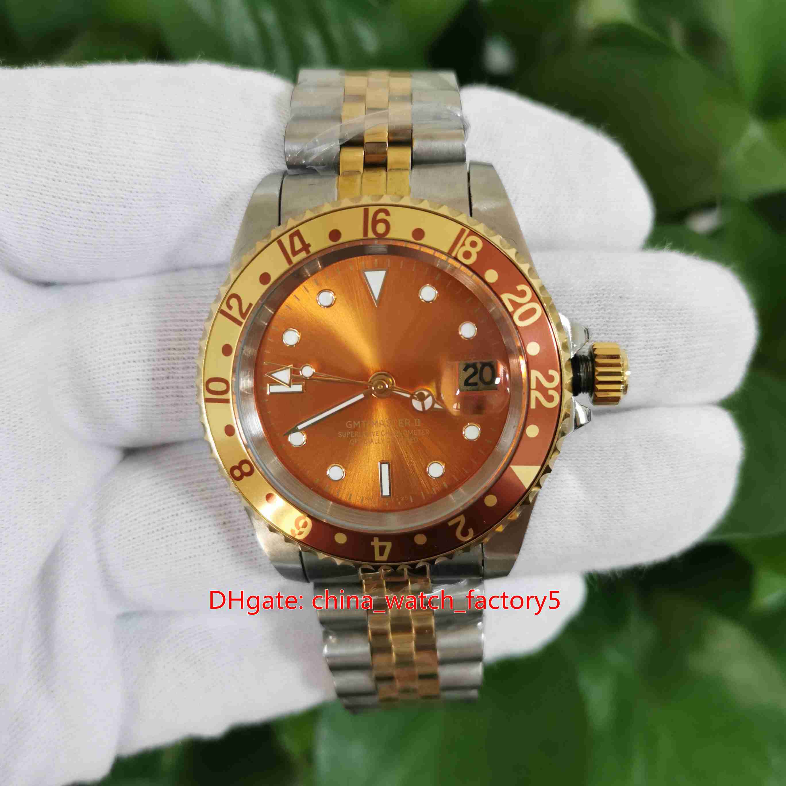 

Hot Items High Quality Watches 40mm GMT 1675 Vintage 1972 Brown Nipple Dial Two-Tones Asia 2813 Movement Mechanical Automatic Mens Watch Men's Wristwatches, No box papers