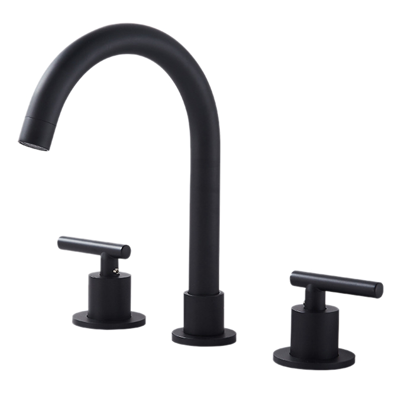 

3PCS LFS-A0688-MT-C Two Handle Widespread Bathroom Sink Faucet with Crop Up Drain Assembly,Matte Black