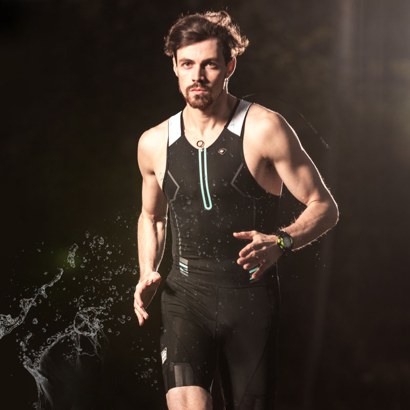 

Santic Uomini Triathlon Ciclismo maglie Senza Maniche Quick Dry Traspirante Anti-sudore Dermotuta per il Nuoto Corsa Jogging 134, Black