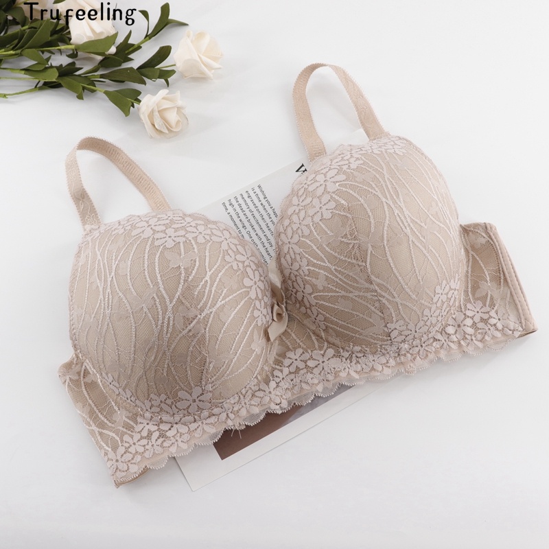 

Trufeeling Full Cup Thin Underwear C D DD Bra Plus Size Adjustable Lace Women's Push Up Bra Breast Cover Large Size Lace Bras, Rose red