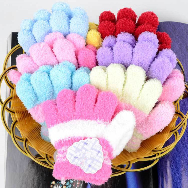 

Fashion New Toddler Kids Winter Gloves Girl Boys Fleece Soft Full Gloves Finger Warm Winter Accessories