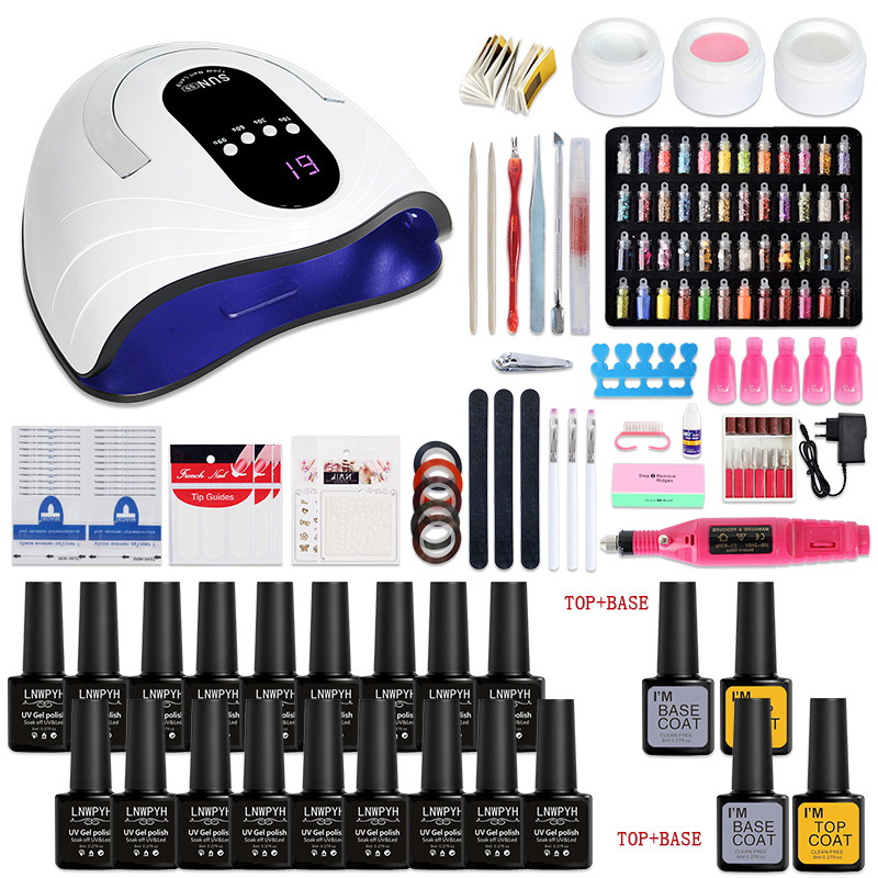 

120W UV Lamp Nail Set For Manicure Kit 18 &12 Color Gel Varnish Set Nail Drill Machine Kit File Tool Extension