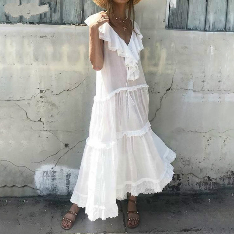 

Maternity Dresses Clothes For Pregnant Women Ruffle Sleeveless Maxi Long Dress 2020 Summer Pregnants Dress Gravida S-5XL, White