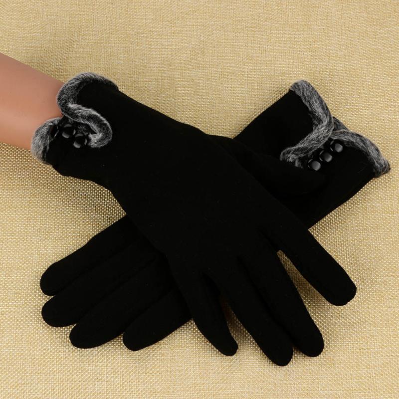 

Women gloves Cashmere winter Keep Warm Driving Full Finger Button Gloves Touch Screen Fleece tactical luvas de inverno