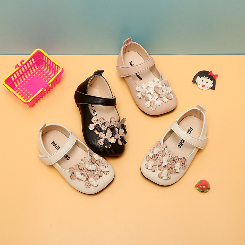 

Baby Girl Leather Shoes Spring and Autumn Baby Girl Princess Shoes 1-3 Years Old Toddler Soft Bottom, Black