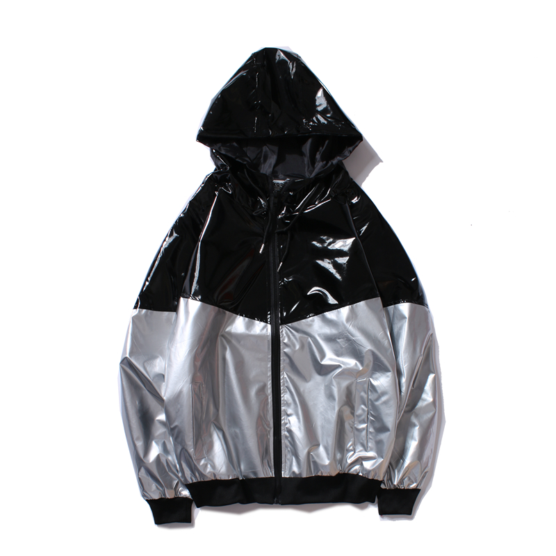 

2020 new Men's fashion personality windproof stitching jacket street tide male streetwear hip hop jacket quality hot sale top, T801xqs black silver