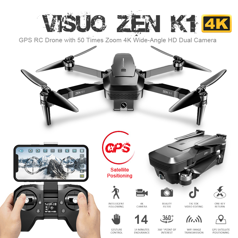 

Visuo ZEN K1 GPS RC Drone with 4K HD Dual Camera Gesture Control 5G Wifi FPV Brushless Motor Flight 28mins Dron VS F11 B4W SG906