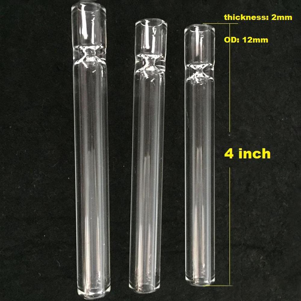 

4inch Glass cigarette bat One Hitter Pipe Clear Glass tube for smoking tobacco hand pipes Hookah accessories FY2079