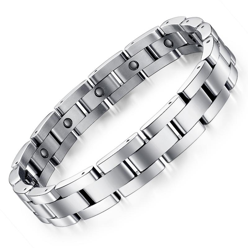 

FATE LOVE Brand Fashion Men Stainless Steel Magnetic Stone Bracelets High Quality Health Care Balance Jewelry GS8012