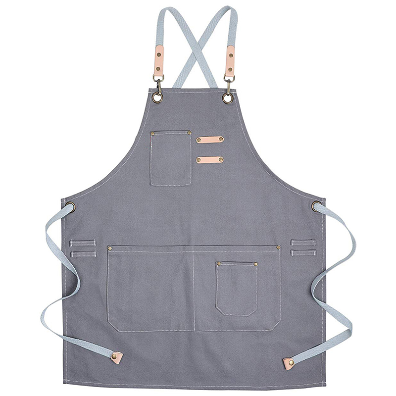 

CSS Cotton Apron Men and Women, Chef Grill Studio Apron with Adjustable Table Coffee Hairdresser Tooling Gray