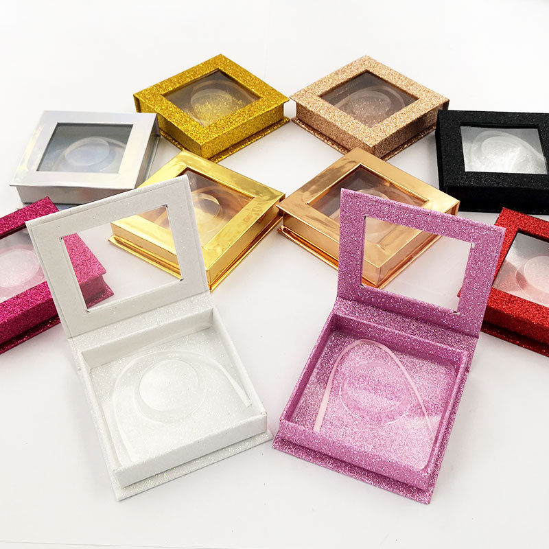 

Fashion Cosmetics Glitter Square False Eyelashes packaging Box Carboard 3D Lashes Box Case Makeup Fake Eyelash Container