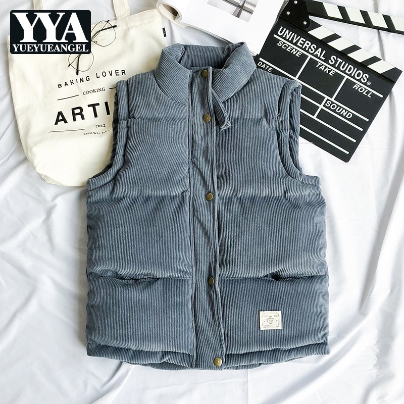 

Harajuku Corduroy Thick Warm Men Vest BF Style Plus Size -5XL Waistcoat Winter Sleeveless Jacket Male Chalecos Para Hombre, Black