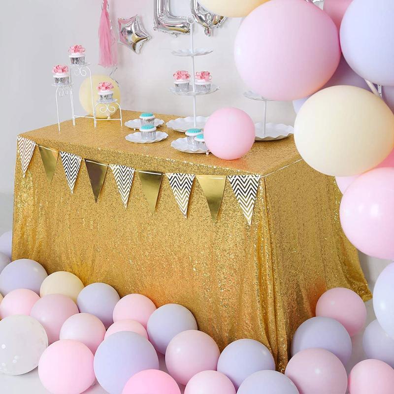 

3 Size Glitter Sequin Rectangular Tablecloth Wedding Party Decoration Gold Embroidered Sequin Table Cloth Rectangle Table Cover