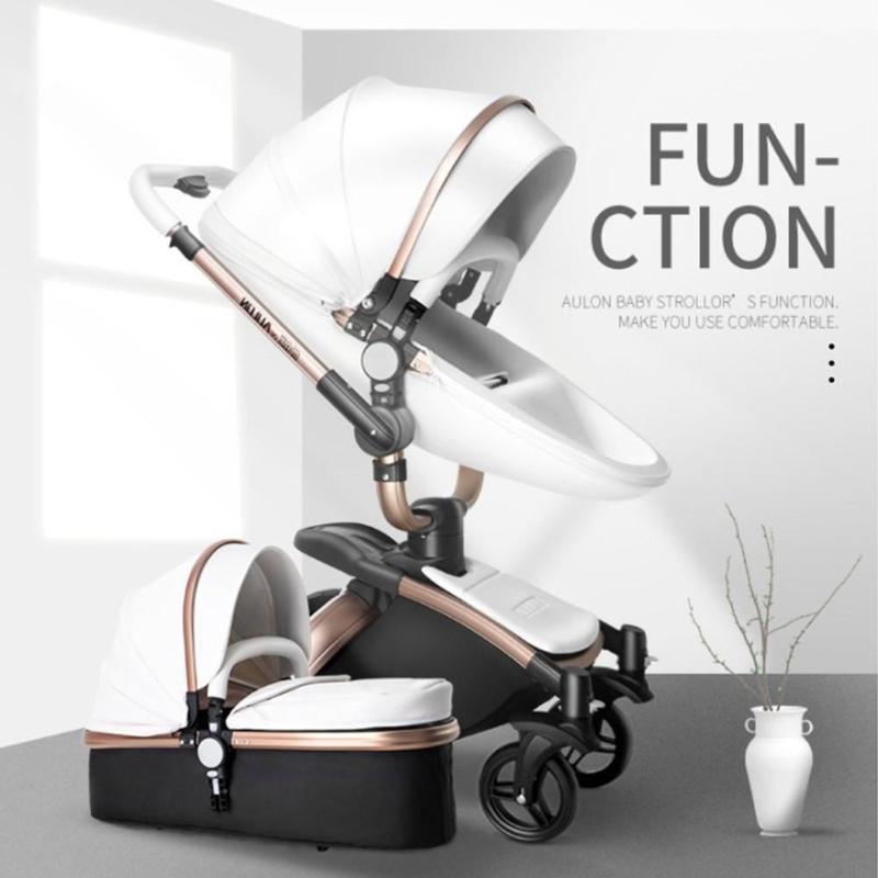

Aulon Baby Stroller 3 in 1 High-view Foldable Shockproof for Lying and Seating Baby Stroller Basket
