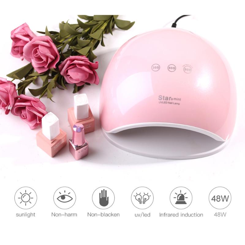 

New 5-48W Nail Dryer LED Intelligent Induction Nail Lamp Ladies Safety Light Gel Polishing Curing Lamp for Fast Gel Varnish, Pink