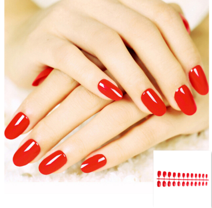 

Soft Candy Color Oval Head Fake Nails Acrylic False Nail Art Salon Tips With 2g Nail Glue Full Short Round Tips 24Pcs/set, 34