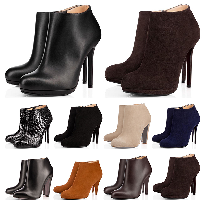 

2020 Red bottoms womens booties So Kate Spike High Heels 8 10 12CM Ankle black navy leather Velvet winter booties fashion size 36-42