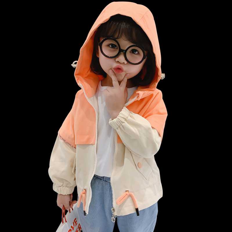 

Baby Girls Coat Jacekt Patchwork Coat For Girls Letter Pattern Children's Drawstring Children's Clothing Girl, As picture