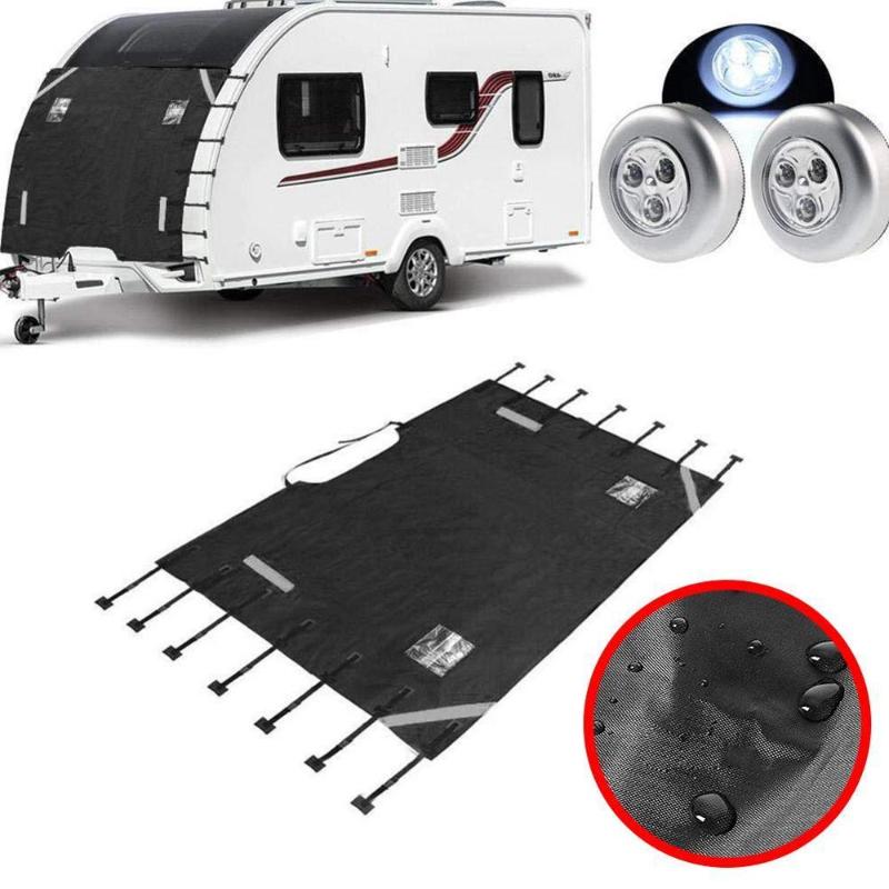 

Caravan Front Towing Cover Protector Covers Dustproof Universal Front Towing Cover Reflective Strip Accessories 220cm x 175cm