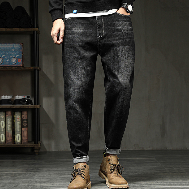 

Men's Jeans Long Stretch Harem Trousers Loose Plus Size Jeans New Cotton Loose Brand High Quality Denim For Man, Black