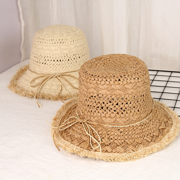 

PEIZHEN005 Hotsale Korea Style Women's Casual Sun Hats Tassel Hole Design Lace Girls Sun Caps For Holiday And Beach Party, Beige