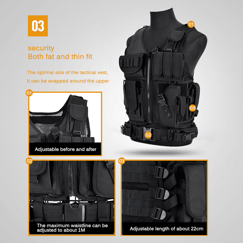 

Multi Pocket SWAT Army CS Hunting Vest Outdoors For Molle Combat Assault Board Tactical Vest CS Accessories, Black
