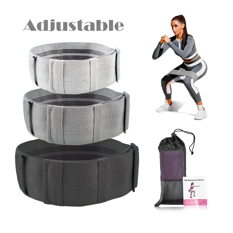 

Adjustable Hip Resistance Bands Cotton Non-Slip Fabric Booty Bands for Fitness Squat Workout BuLegs Glute and Thighs Training
