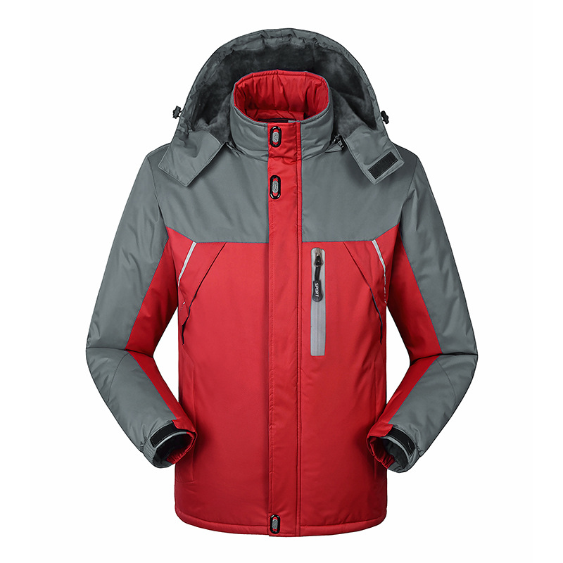 

New Style Sports Outdoor Men's Brushed and Thick Single Layer Raincoat Jacket Winter Multi-functional Waterproof Cold Boutique, Red